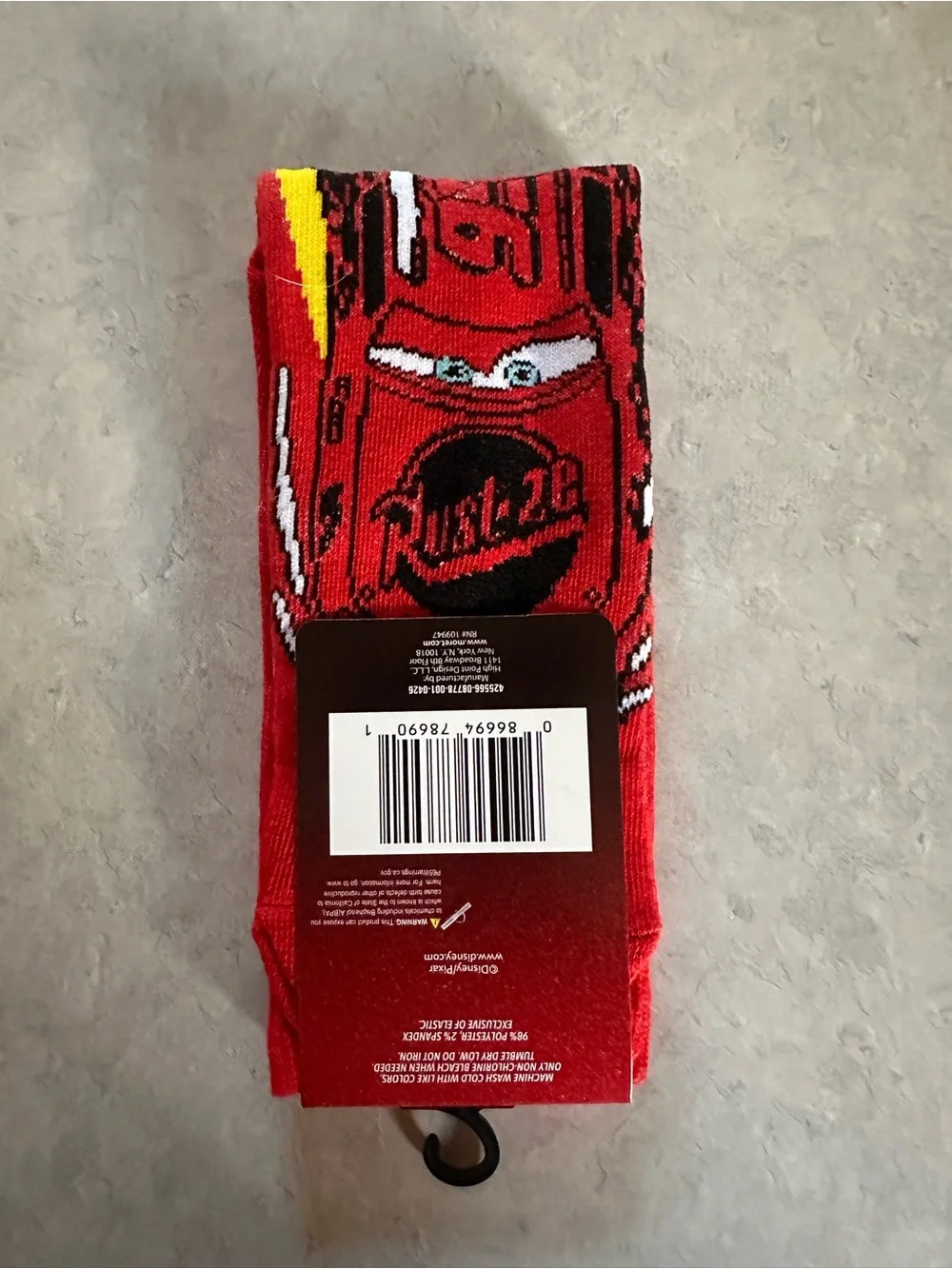 Disney Lightning McQueen Red and Yellow Crew Socks